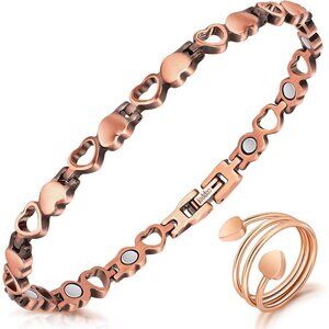 Pure Copper Women’s Anklet with Adjustable Sizing - Elegant Magnetic Charm